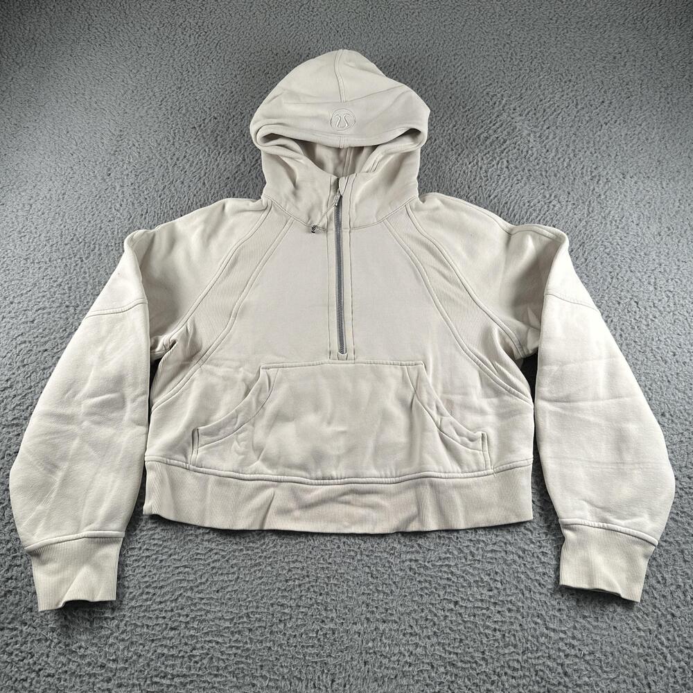 Lululemon Scuba Hoodie Womens XS Beige Fleece 1/2 Zip Relaxed Cropped Sweatshirt